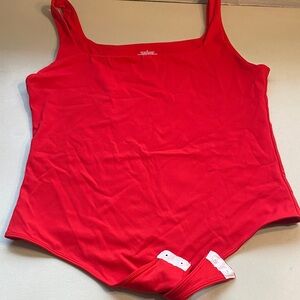Red Women's Snap-Button Tank Bodysuit